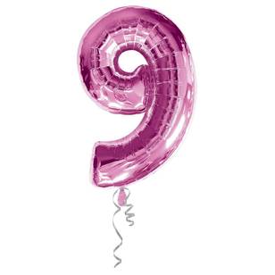 Qualatex Number 9 Foil Balloon Magenta 86 cm