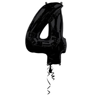 Qualatex Number 4 Foil Balloon Onyx Black 86 cm