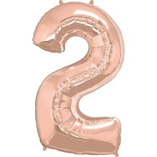 Qualatex Number 2 Foil Balloon Rose Gold 86 cm