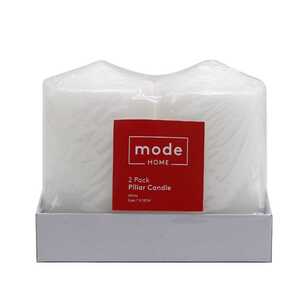 Mode Bulk Pillar Candle 2 Pack White 7 x 12 cm