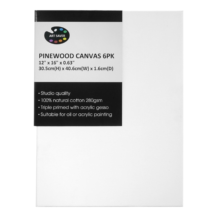 PHOENIX Stretched Canvas for Painting 12x16 Inch/6 Value Pack