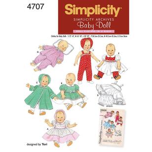 Simplicity Pattern 4707 Dolls Clothes  Small - Large