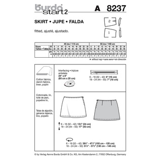 Burda Pattern 8237 Women's Skirt  6 - 24