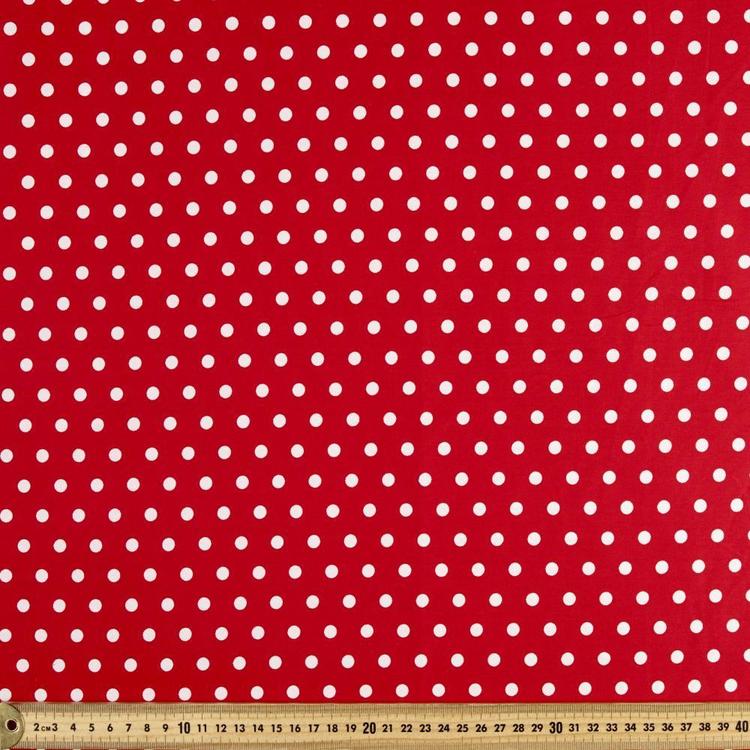 Spots & Stripes 112 cm Coin Printed Cotton Fabric Red