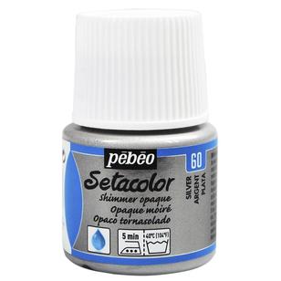 Pebeo Setacolour Shimmer Colour Paint Silver 45 mL
