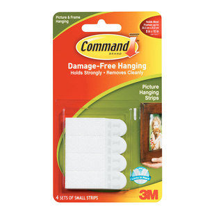 3M Command Small Picture Hanging Strips 8 Pack White Small