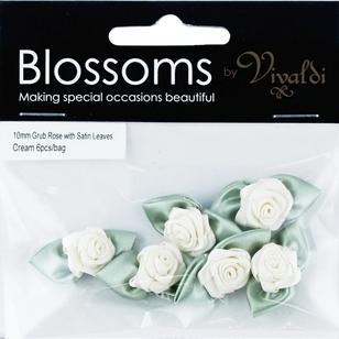 Vivaldi Blossoms Grub Rose With Satin Leaves Cream 15 mm