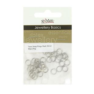 Ribtex Jewellery Basics Jump Rings 40 Pack Dark Silver