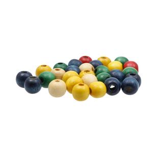 Arbee Round Wood Beads 30 Pack Multicoloured 12 mm