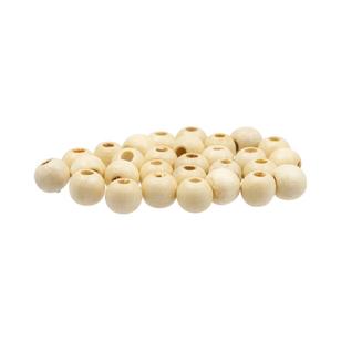 Arbee Round Wood Beads 30 Pack Natural 12 mm