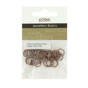 Ribtex Jewellery Basics Jump Rings 30 Pack Dark Copper 10 mm