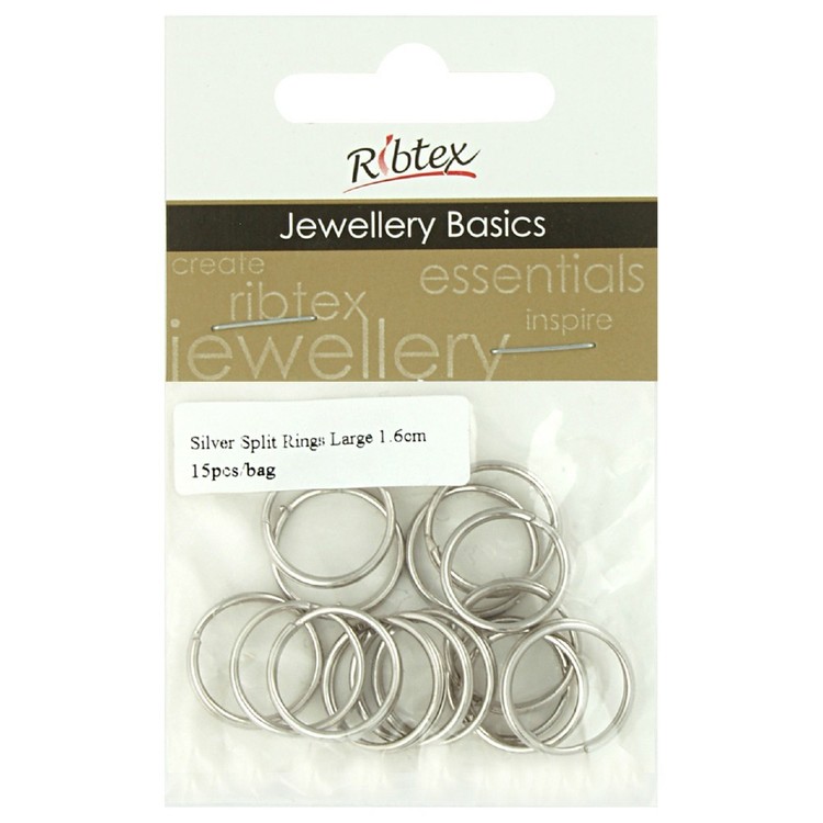 Ribtex Jewellery Basics Split Rings 15 Pack Dark Silver 16 mm