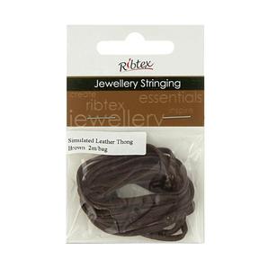 Ribtex Jewellery Stringing Simulated Leather Thonging Brown 2 m