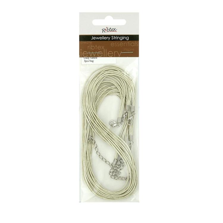 Ribtex Jewellery Stringing Twine Necklace With Clasp Natural