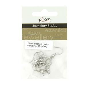 Ribtex Jewellery Basics Shepherd Earring Hooks Dark Silver 20 mm