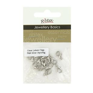 Ribtex Jewellery Basics Lobster Clasp 14 Pack Dark Silver 11 mm