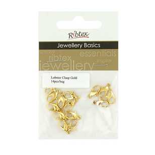 Ribtex Jewellery Basics Lobster Clasp 14 Pack Gold 11 mm