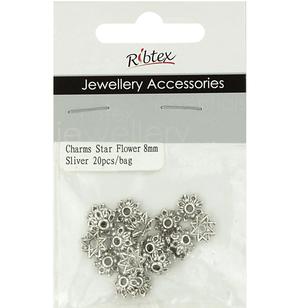 Ribtex Jewellery Accessories Star Flower Bead Cap Silver 8 mm