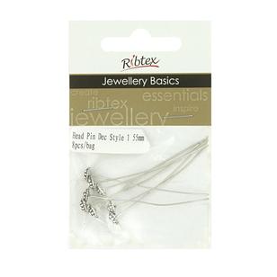 Ribtex Jewellery Basics Braid Head Pins Dark Silver 55 mm