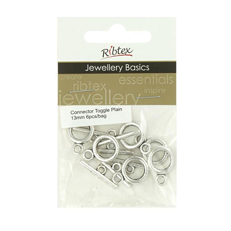 Ribtex Jewellery Basics Plain Connector Toggles Dark Silver 13 mm