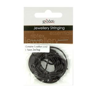 Ribtex Jewellery Stringing Genuine Leather Cord Brown 1.5 mm