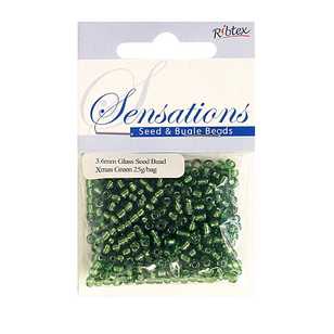 Ribtex Sensations Large Seed Bead Christmas Green 3.6 mm