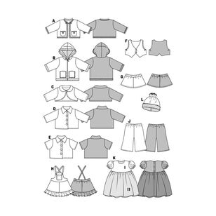 Burda 7753 Doll Clothes Pattern White