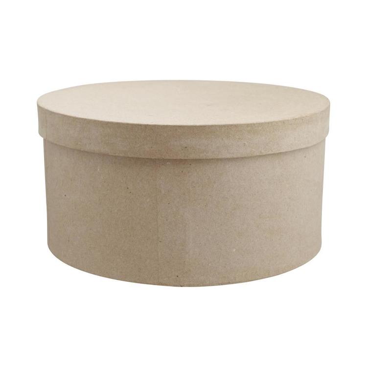 Shamrock Craft Papier Mache Round Hat Box Natural