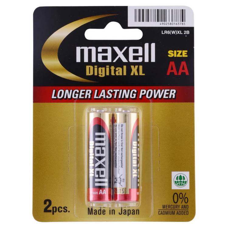 Maxell Digital XL Alkaline AA 2 Pack Multicoloured