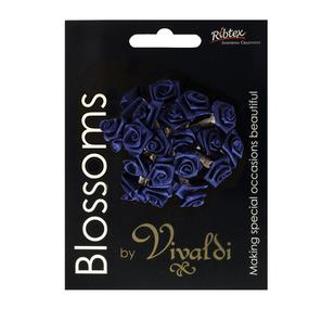Vivaldi Blossoms 20 Head Ribbon Rose Royal Blue 15 mm