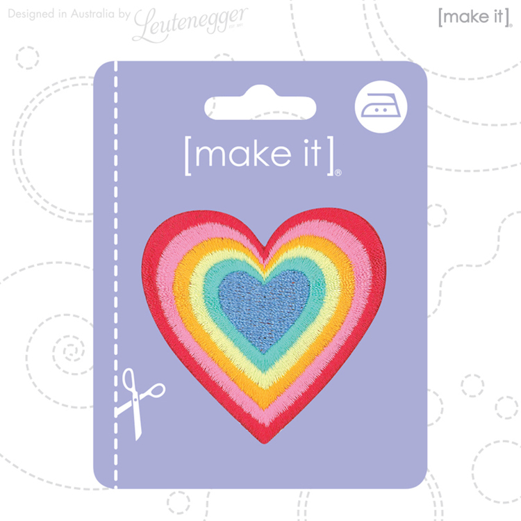 Checkerboard Rainbow Heart Iron-On Patch