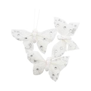 Critters Glitter Feather Butterfly White 5 cm