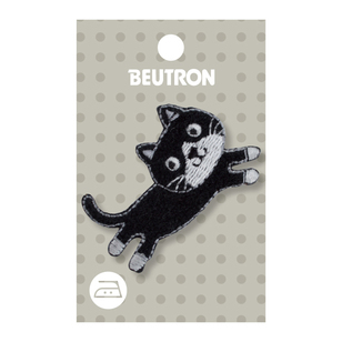Beutron Leaping Cat Iron On Motif Black