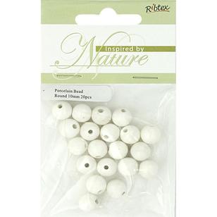Ribtex Inspired By Nature Donut Porcelain Beads 20 Pack White 10 mm