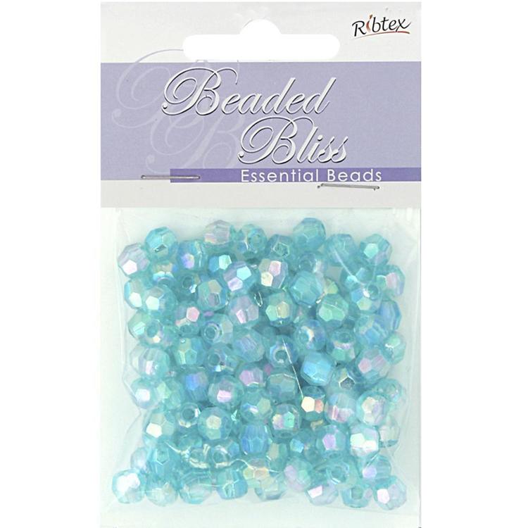 Ribtex Beaded Bliss Small Faceted Round Plastic Beads Turquoise 7 mm