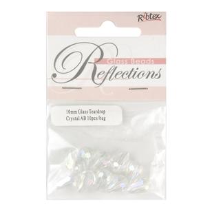 Ribtex Reflections Tear Drop Glass Beads Ab Crystal 10 mm