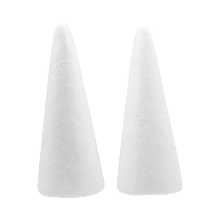 White Craft Foam Cones for Crafts, 2 Sizes (18 Pack) 