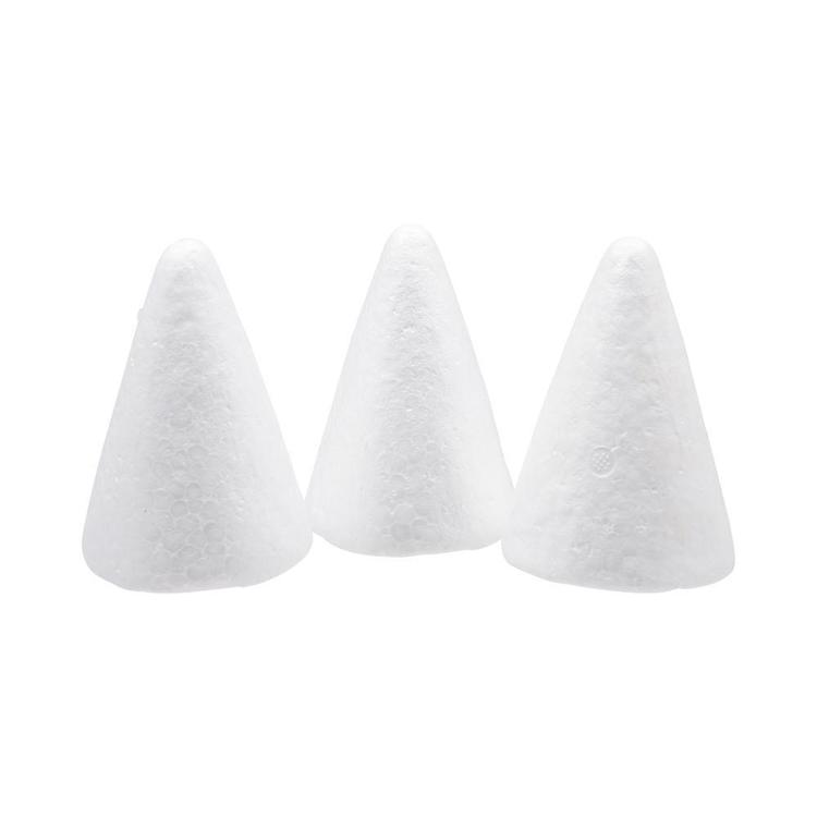 Shamrock Craft Deco Foam Cone 3 Pieces White 100 mm