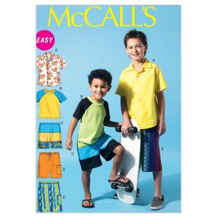 McCall's Sewing Pattern M6548 Boys' Shirt, Top & Shorts White