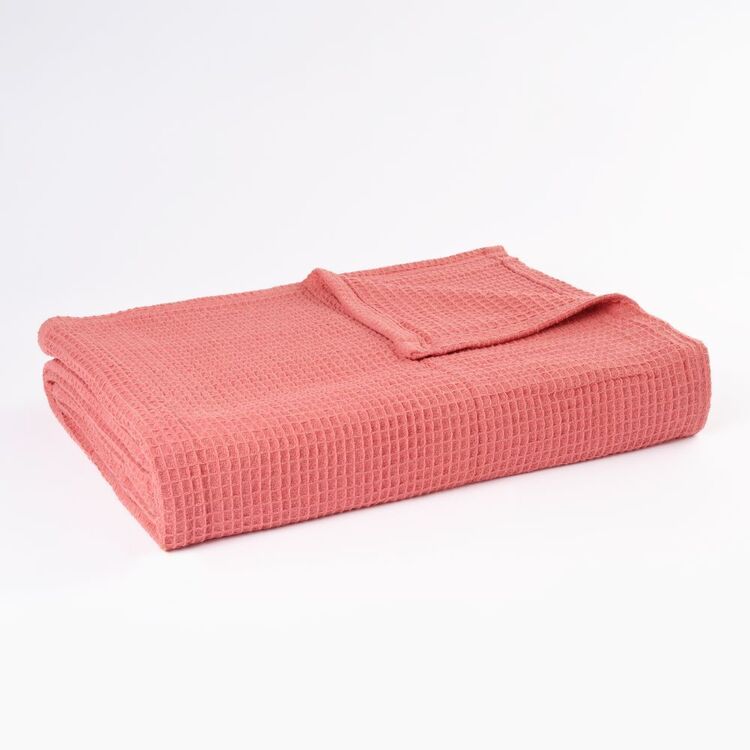 KOO Cotton Waffle Blanket Pink