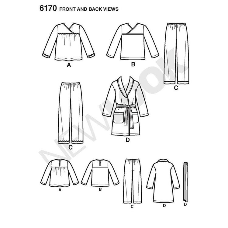 New Look Pattern 6170 Kid's Sleepwear  6 Months - 8 Years