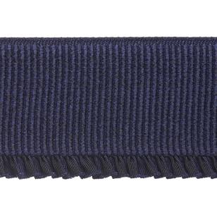 Birch Elastic Belt with Ruffle Navy 60 mm