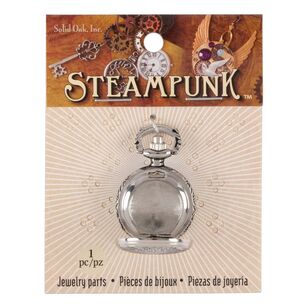 Steampunk Metallic Pocket Watch Pendant Antique Silver Small