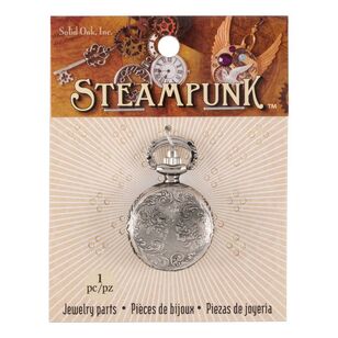 Steampunk Metallic Pocket Watch Pendant Antique Silver Small