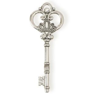 Steampunk Giant Fancy Key Pendant Silver
