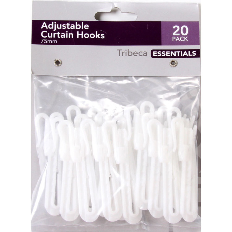 Adjustable Curtain Plastic Hook - Different Types & Sizes - Pack of 50