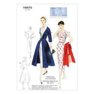 Vogue Pattern V8875 Misses' Dress Belt Coat & Detachable Collar