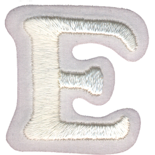 Simplicity Embroidered Letter E Iron On Motif White 35 mm