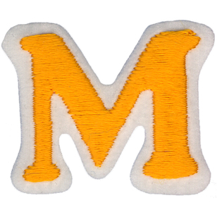 Simplicity Embroidered Letter M Iron On Motif Gold 35 mm