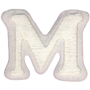 Simplicity Embroidered Letter M Iron On Motif White 35 mm